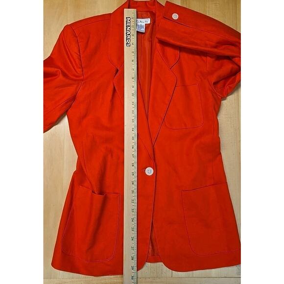 Talbots 100% Linen Blazer Jacket Womens Size 6 Orange-Red Patch Pockets - Picture 6 of 8